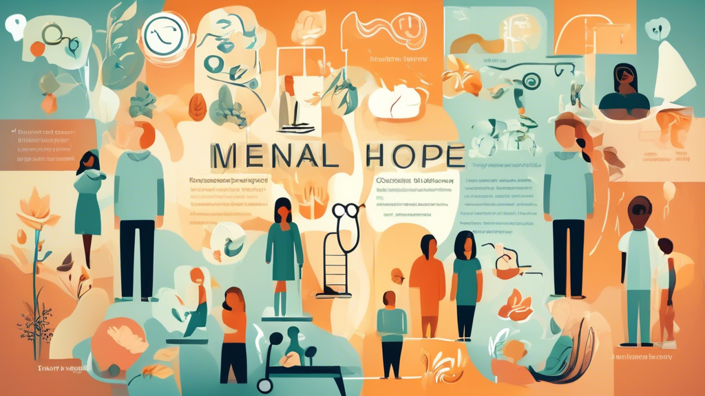 Depiction of various therapy and support methods for mental health care, conveying a sense of hope and recovery.